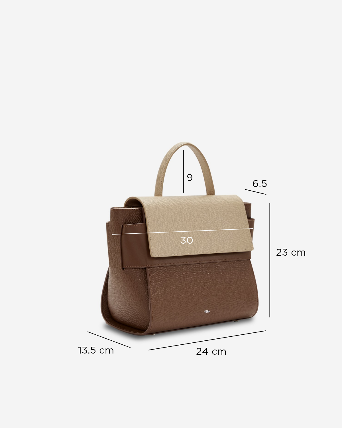 กระเป๋าถือหนังแท้ VERA Margo Leather Handbag, Size 20 สี Perfect Mocha Mousse